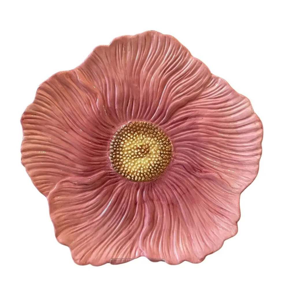 Maxcera Pink Floral Ceramic Dinner Plates 10in Set of 4 Spring New